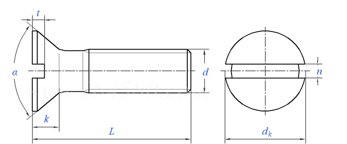 asme b 18.6.3 (t3) - 2013 100°沉头开槽机械螺钉 [table 3] (astm f837 / f468)